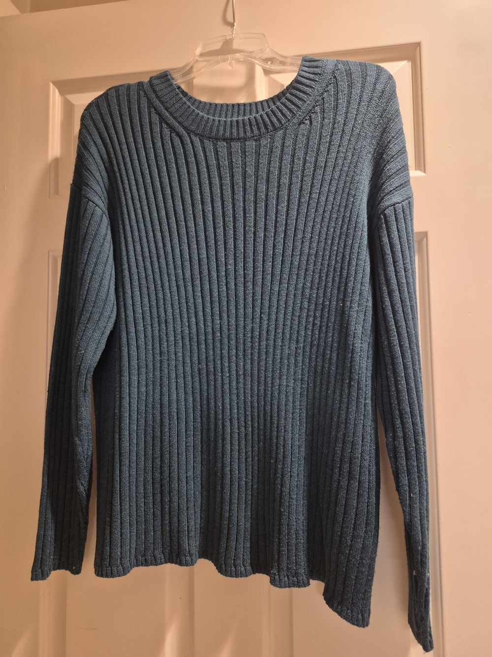 Jessica Simpson Women's Ribbed Crewneck Sweater - Teal Blue -Large, Like New